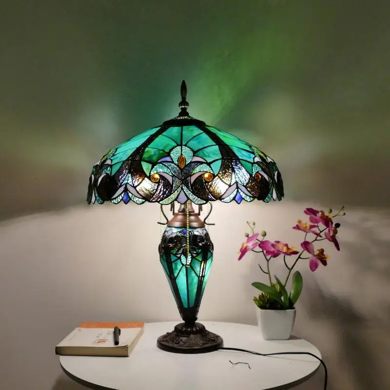 

American Pastoral Tiffany Bedroom Bedside Lamp Decorative Table Lamp European Mediterranean Warm Living Room Study Table Lamps