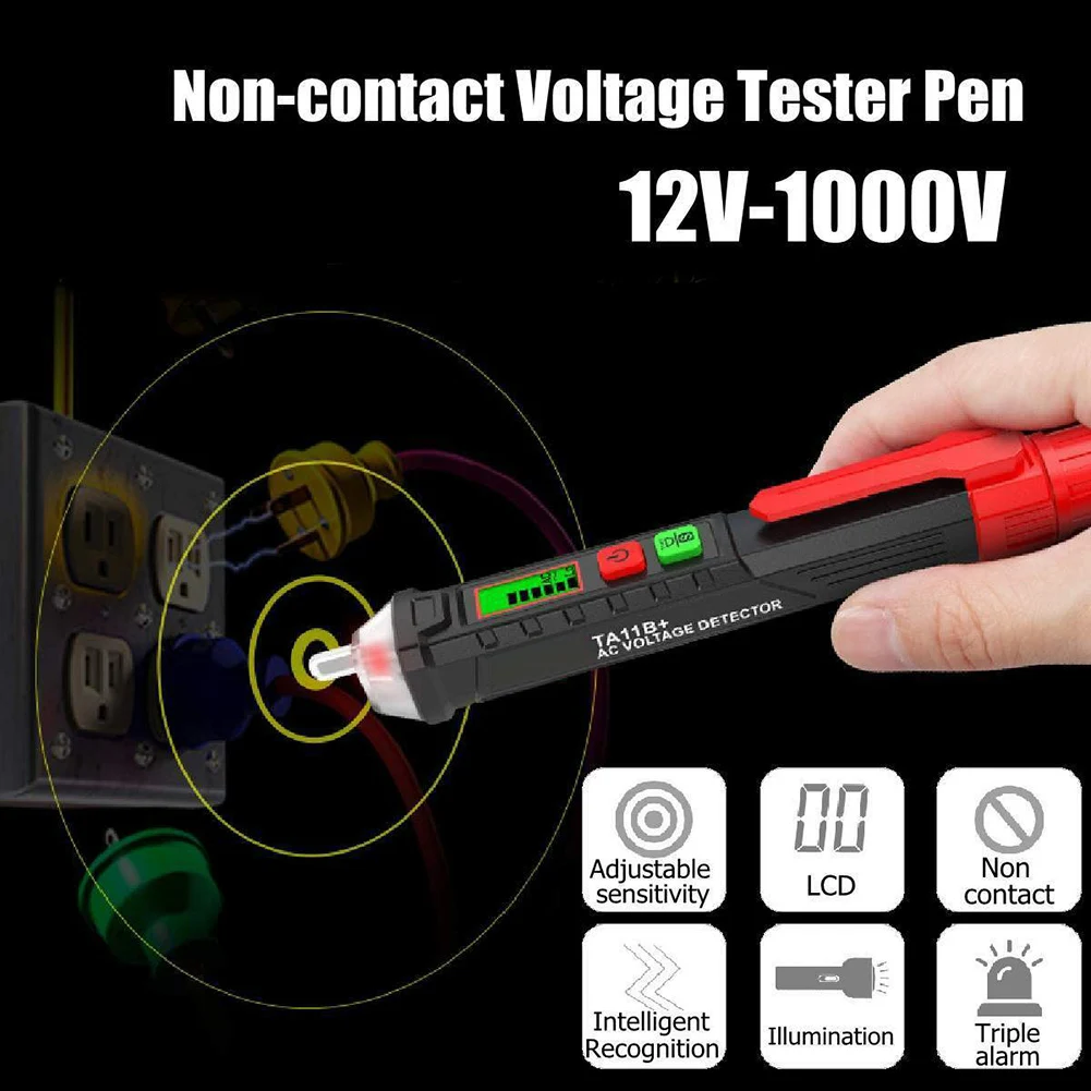 AC/DC Digital Display Multi-function Induction Test Pencil Sound/Light Alarm AC / 12~1000V Non-Contact Voltage Detector MF999
AC/DC Digital Display Multi-function Induction Test Pencil Sound/Light Alarm AC / 12~1000V Non-Contact Voltage Detector MF999