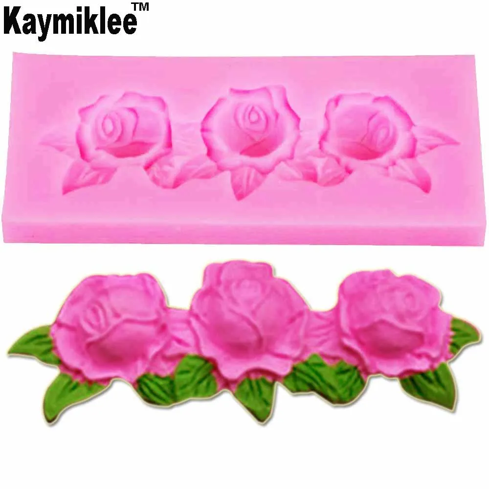 

Kaymiklee M825 Rose Flower Leaf Molds for Sugar Chocolate Jello Jelly Ice Fondant Cake Silicone Mold Chocolate Pastry Mould