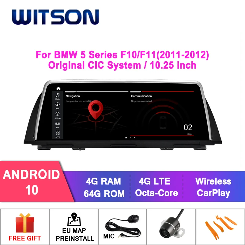 

WITSON Android 10.0 10.25" CAR DVD GPS For BMW 5 Series F10 F11 2011-2012 4GB+64GB car stereo GPS CIC System Stand-up style