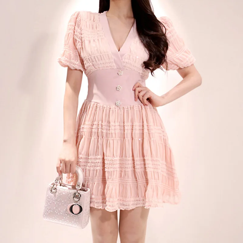 5271 #2019 New Style WOMEN'S Dress V-neck Puff Sleeve Waist Hugging Slimming Sheath Dress
5271 #2019 New Style WOMEN'S Dress V-neck Puff Sleeve Waist Hugging Slimming Sheath Dress