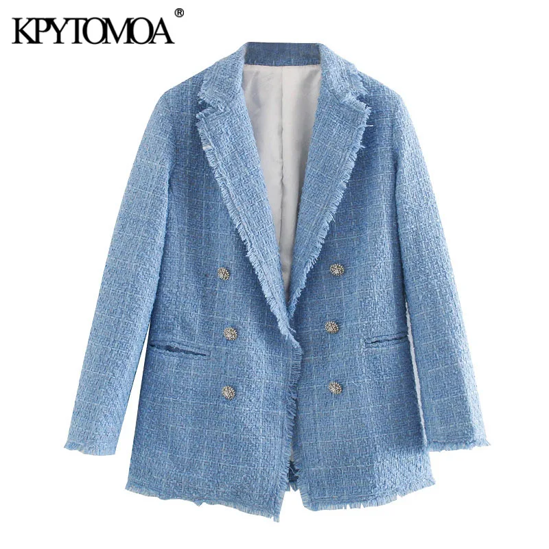 KPYTOMOA Women 2020 Fashion Office Wear Double Breasted Tweed Blazer Coat Vintage Long Sleeve Frayed Female Outerwear Chic Tops
KPYTOMOA Women 2020 Fashion Office Wear Double Breasted Tweed Blazer Coat Vintage Long Sleeve Frayed Female Outerwear Chic Tops