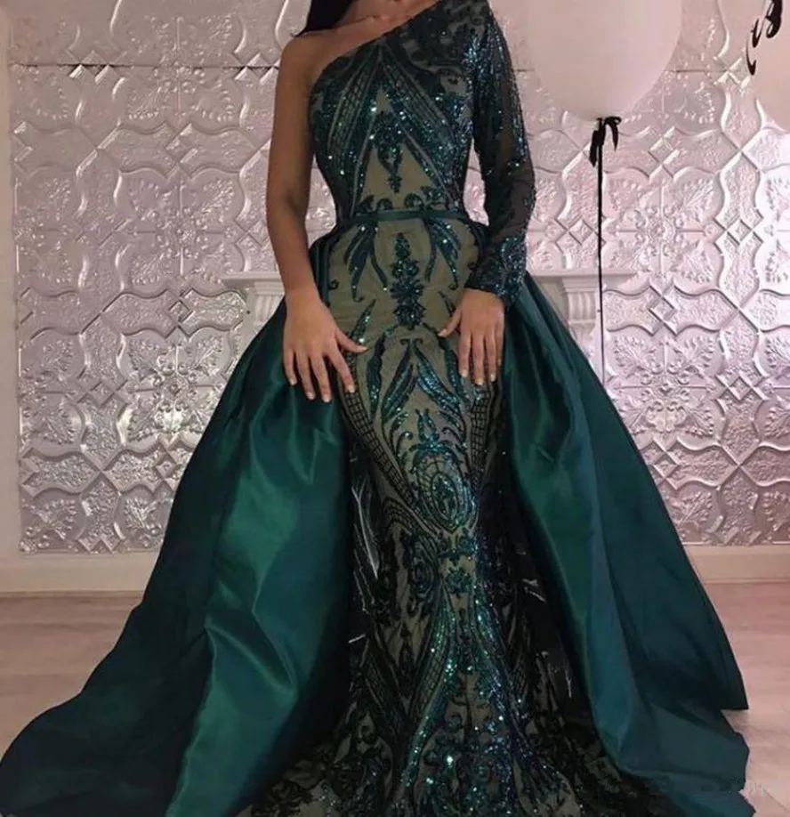 luxury-dark-green-evening-dresses-2018-one-shoulder-zuhair-murad-dresses-mermaid-sequined-prom-gown-with-detachable-train-custom-made