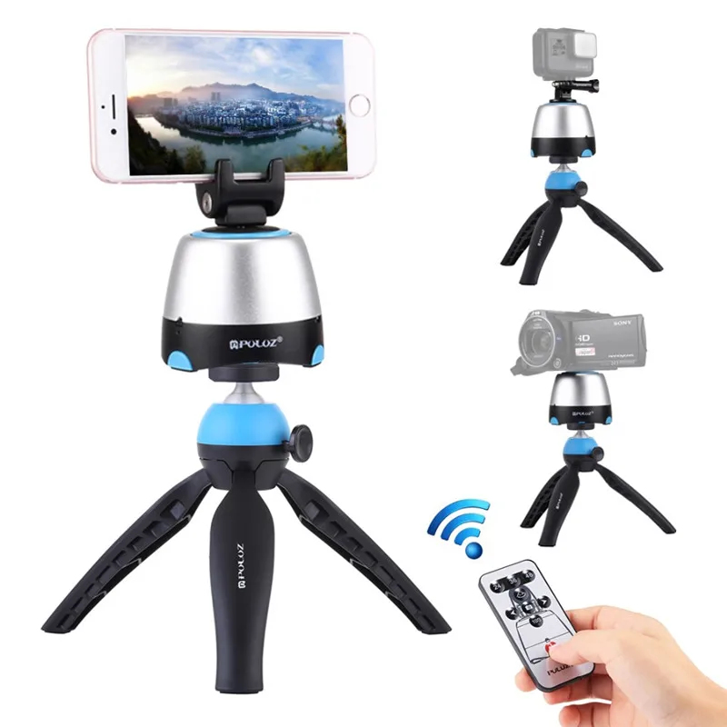 

PULUZ Electronic 360 Degree Rotation Panoramic Head with Remote Controller+Tripod Mount+Phone Clamp for Smartphones,GoPro,DSLR