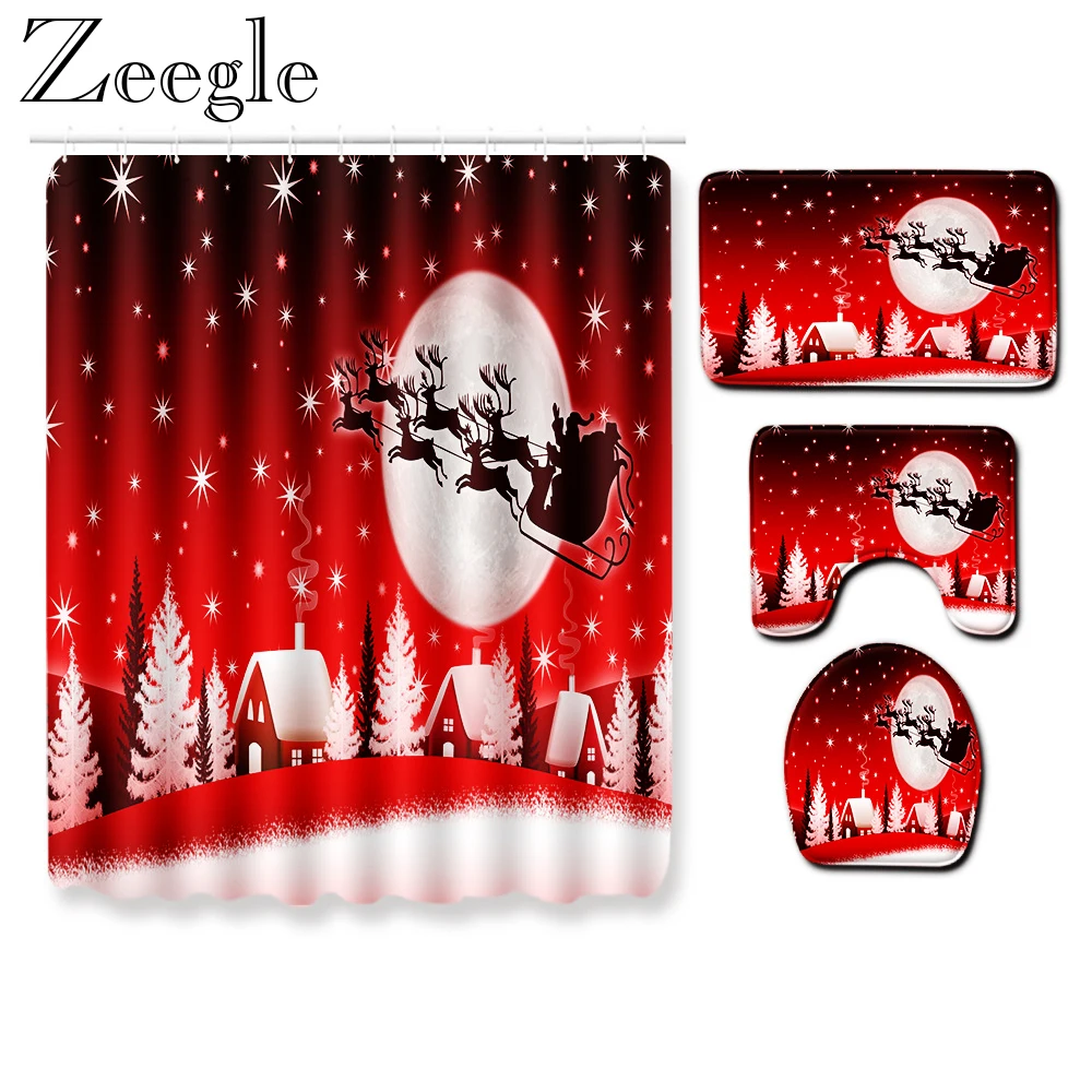 Zeegle Waterproof Shower Curtain Christmas Bath Curtain Anti-slip Bathroom Rug Set Absorbent Toilet Cover Mat Bathroom Carpet 
Zeegle Waterproof Shower Curtain Christmas Bath Curtain Anti-slip Bathroom Rug Set Absorbent Toilet Cover Mat Bathroom Carpet