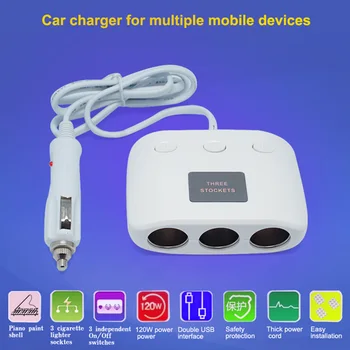 2-Port USB Car Charger Adapter 120W 3 Cigarette Lighter Convertor for iPhone and Android Devices/ iPhone 11/11 Pro/11 Pro Max/Xs
2-Port USB Car Charger Adapter 120W 3 Cigarette Lighter Convertor for iPhone and Android Devices/ iPhone 11/11 Pro/11 Pro Max/Xs