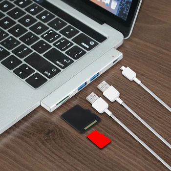 5 in 1 USB-C Adapter with 2 USB 3.0 Ports SD Memory Reader Type-C USB 3.0 Hub For New Macbook Pro Air 2018 USB-C
5 in 1 USB-C Adapter with 2 USB 3.0 Ports SD Memory Reader Type-C USB 3.0 Hub For New Macbook Pro Air 2018 USB-C