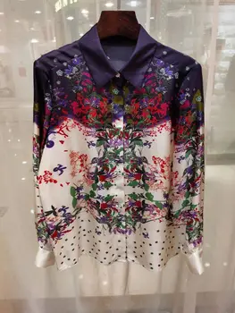 2020 Designer Shirts Women High Quality Fashion Runway Floral Print Single Breasted Color Patchwork Silk Shirt Women Streetwear
2020 Designer Shirts Women High Quality Fashion Runway Floral Print Single Breasted Color Patchwork Silk Shirt Women Streetwear