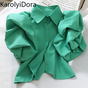 2020 Spring Elegant Court Style Short Blouse Autumn Spring Holiday Beach Green Blusas Turn Down Collar Puff Long Sleeve Shirt
2020 Spring Elegant Court Style Short Blouse Autumn Spring Holiday Beach Green Blusas Turn Down Collar Puff Long Sleeve Shirt