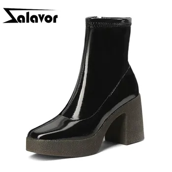 ZALAVOR New Woman High Heel Boots Patent Leather Platform Thick Heel Woman Ankle Boots Fashion Winter Shoes Woman Size 34-39
ZALAVOR New Woman High Heel Boots Patent Leather Platform Thick Heel Woman Ankle Boots Fashion Winter Shoes Woman Size 34-39