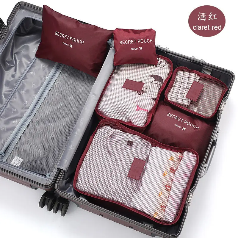 Travel storage 6-piece storage bag underwear shoes 6 storage bag Oxford waterproof cloth luggage storage and distribution Travel storage 6-piece storage bag underwear shoes 6 storage bag Oxford waterproof cloth luggage storage and distribution