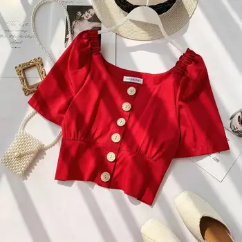 flare sleeved button women blouse summer new solid button short high waist office lady elegant pulls outwear tops
flare sleeved button women blouse summer new solid button short high waist office lady elegant pulls outwear tops