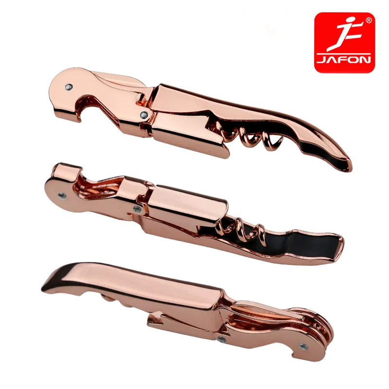 1PCS 3 in 1 Jafon Wine opener Bottle Corkscrew with Foil Cutter Pocket Opener Stainless Steel Plating Rose Gold Gunmetal