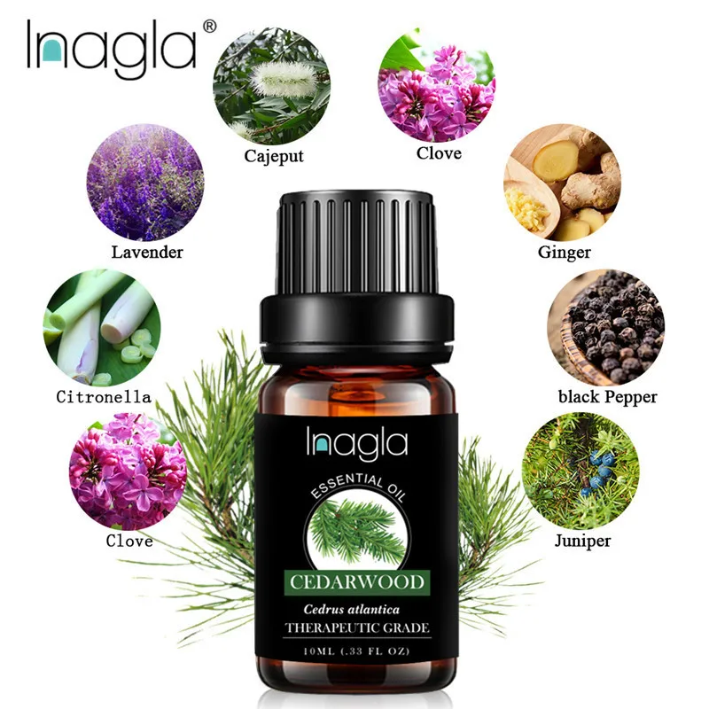 Эфирные масла Inagla Cedarwood 10 мл 100% чистые натуральные эфирные для ароматерапии