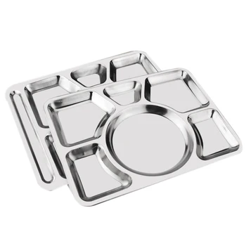 Stainless Steel 6 Compartment Rectangular Dinner Plates, Serving Divided Plates-Silver,15.5 Inch (39.5 cm),Pack of 2
Stainless Steel 6 Compartment Rectangular Dinner Plates, Serving Divided Plates-Silver,15.5 Inch (39.5 cm),Pack of 2