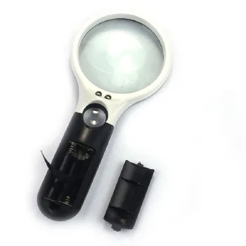 

Mini Handheld 3X 45X Illuminated Magnifier Microscope Magnifying Glass Jewelry Repair Tool Reading for Seniors loupe With 3 LEDs