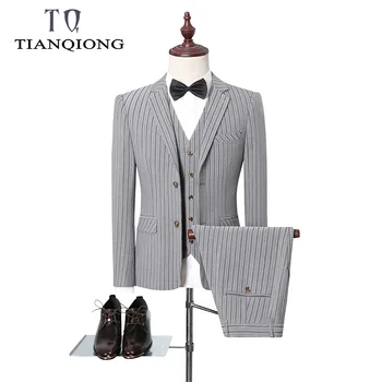 ( Jacket + Vest + Pants ) Men Wedding Suits 2020 Striped Slim Suit 3 Pieces Handsome Groom Suit Men Single Button Party Formal
( Jacket + Vest + Pants ) Men Wedding Suits 2020 Striped Slim Suit 3 Pieces Handsome Groom Suit Men Single Button Party Formal