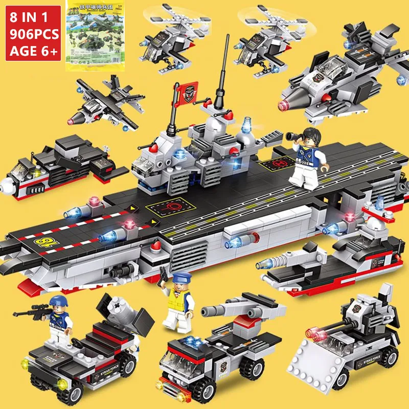 906Pcs Military Aircraft Carrier NAVY Warship Building Blocks Soldiers Kids WAR ARMY LegoINGs Technic Bricks Toys for Children
906Pcs Military Aircraft Carrier NAVY Warship Building Blocks Soldiers Kids WAR ARMY LegoINGs Technic Bricks Toys for Children