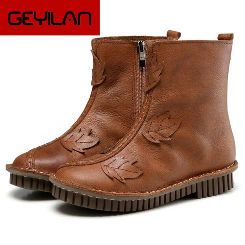 New 2019 Autumn Fashion Women Genuine Leather Boots Handmade Vintage Flat Ankle Botines Shoes Woman Winter botas
New 2019 Autumn Fashion Women Genuine Leather Boots Handmade Vintage Flat Ankle Botines Shoes Woman Winter botas