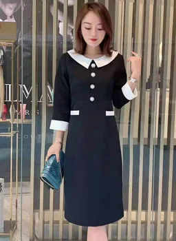 Elegant Work Dress 2020 Spring Style Women Peter Pan Collar Beading Button Deco Long Sleeve Mid-Calf Red Black Pencil Dress OL
Elegant Work Dress 2020 Spring Style Women Peter Pan Collar Beading Button Deco Long Sleeve Mid-Calf Red Black Pencil Dress OL