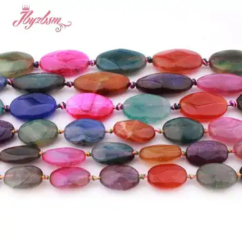 

10x14,13x18mm Oval Faceted Cracked Multicolor Agates Natural Stone Loose Beads For DIY Necklace Jewelry Making 15"