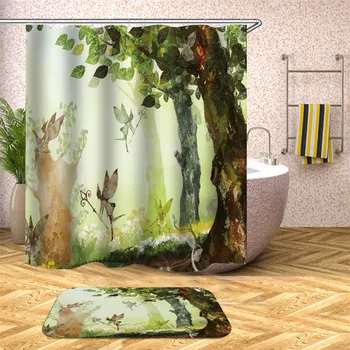 Waterproof green plant pattern polyester fabric bathroom shower curtain with 12 hooks for home decoration
Waterproof green plant pattern polyester fabric bathroom shower curtain with 12 hooks for home decoration