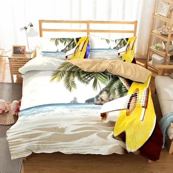 Summer Holiday Beach Seawater Plam Trees Duvet Cover Set Guitar Music Theme Bed Linen Set Twin Full Queen King Double Bedding 
Summer Holiday Beach Seawater Plam Trees Duvet Cover Set Guitar Music Theme Bed Linen Set Twin Full Queen King Double Bedding