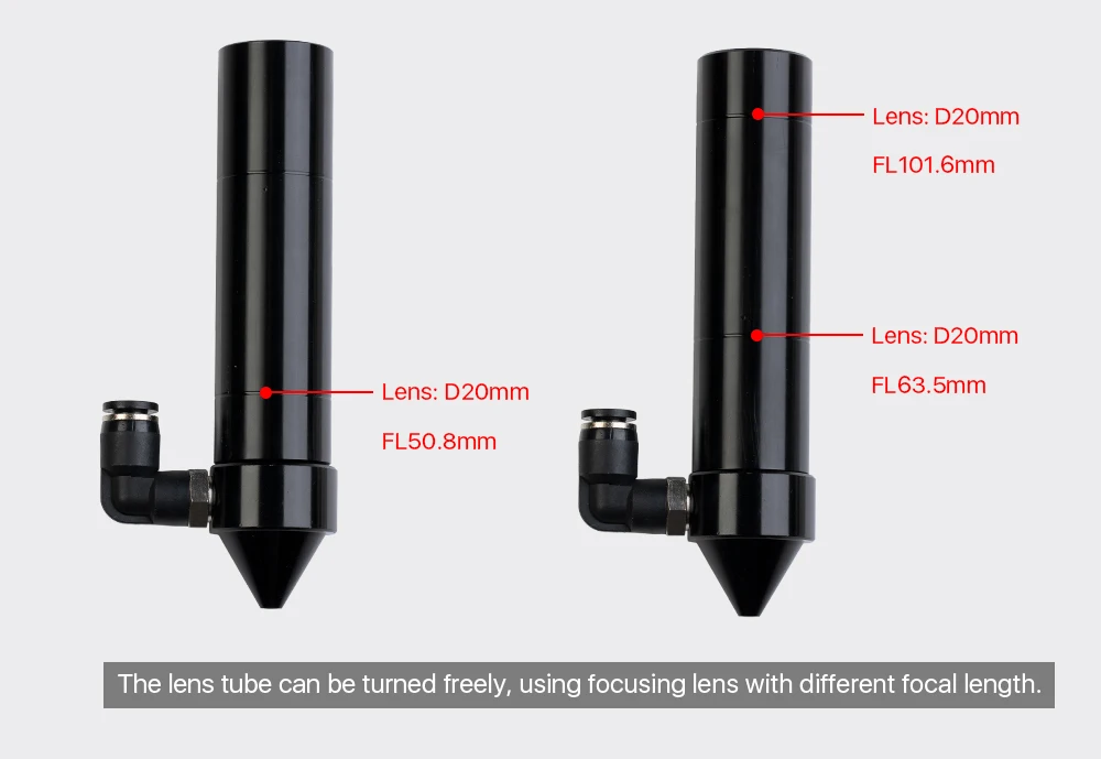 Cloudray New CO2 E Series Laser Head Set with Lens D20mm FL50.8 & 63.5 & 101.6 Mirror 25mm for Laser Engraving Cutting Machine