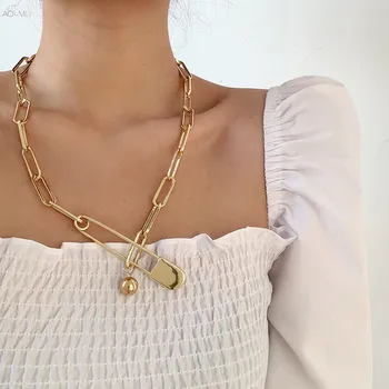 AOMU 2020 Exaggerate Metal Thick Chain Paperclip Necklace Fashion Geometry Bamboo Clip Necklace For Women Men Party Jewelry
AOMU 2020 Exaggerate Metal Thick Chain Paperclip Necklace Fashion Geometry Bamboo Clip Necklace For Women Men Party Jewelry