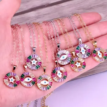 10Pcs Gold color Eye/Hamsa Hand/star Shell charm pave multi rainbow CZ Round pendant necklace For Women Jewelry
10Pcs Gold color Eye/Hamsa Hand/star Shell charm pave multi rainbow CZ Round pendant necklace For Women Jewelry