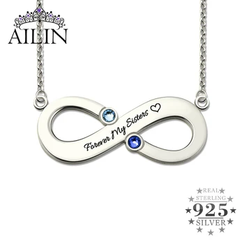 AILIN 925 Real Sterling Silver Infinity Personalized Necklace With Engraved Name Year Birthstone Custom Jewelry Gift Christmas
AILIN 925 Real Sterling Silver Infinity Personalized Necklace With Engraved Name Year Birthstone Custom Jewelry Gift Christmas