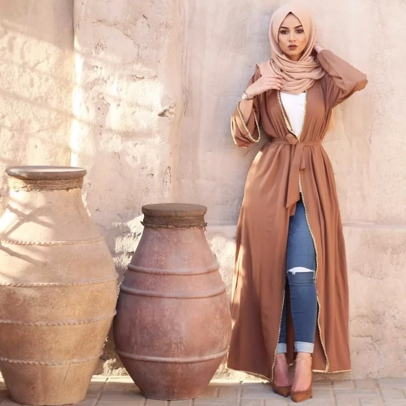 

2019 Adult Casual cardigan diamond Robe Musulmane Turkish Dubai Fashion Abaya Muslim Dress Robes Arab Worship Service