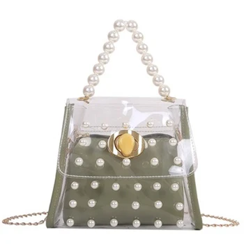 2-in-1 Women PVC Transparent Handbag Faux Pearls Crossbody Shoulder Bag Clear Jelly Purse New 
2-in-1 Women PVC Transparent Handbag Faux Pearls Crossbody Shoulder Bag Clear Jelly Purse New