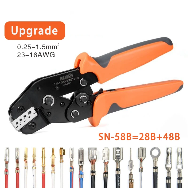 EDM JAW SN-58B=SN-28B+SN-48B crimp plier Suitable for DuPont 2.54/2.8/3.96/4.8/6.3 Plug Spring Terminal Crimping Pliers
EDM JAW SN-58B=SN-28B+SN-48B crimp plier Suitable for DuPont 2.54/2.8/3.96/4.8/6.3 Plug Spring Terminal Crimping Pliers