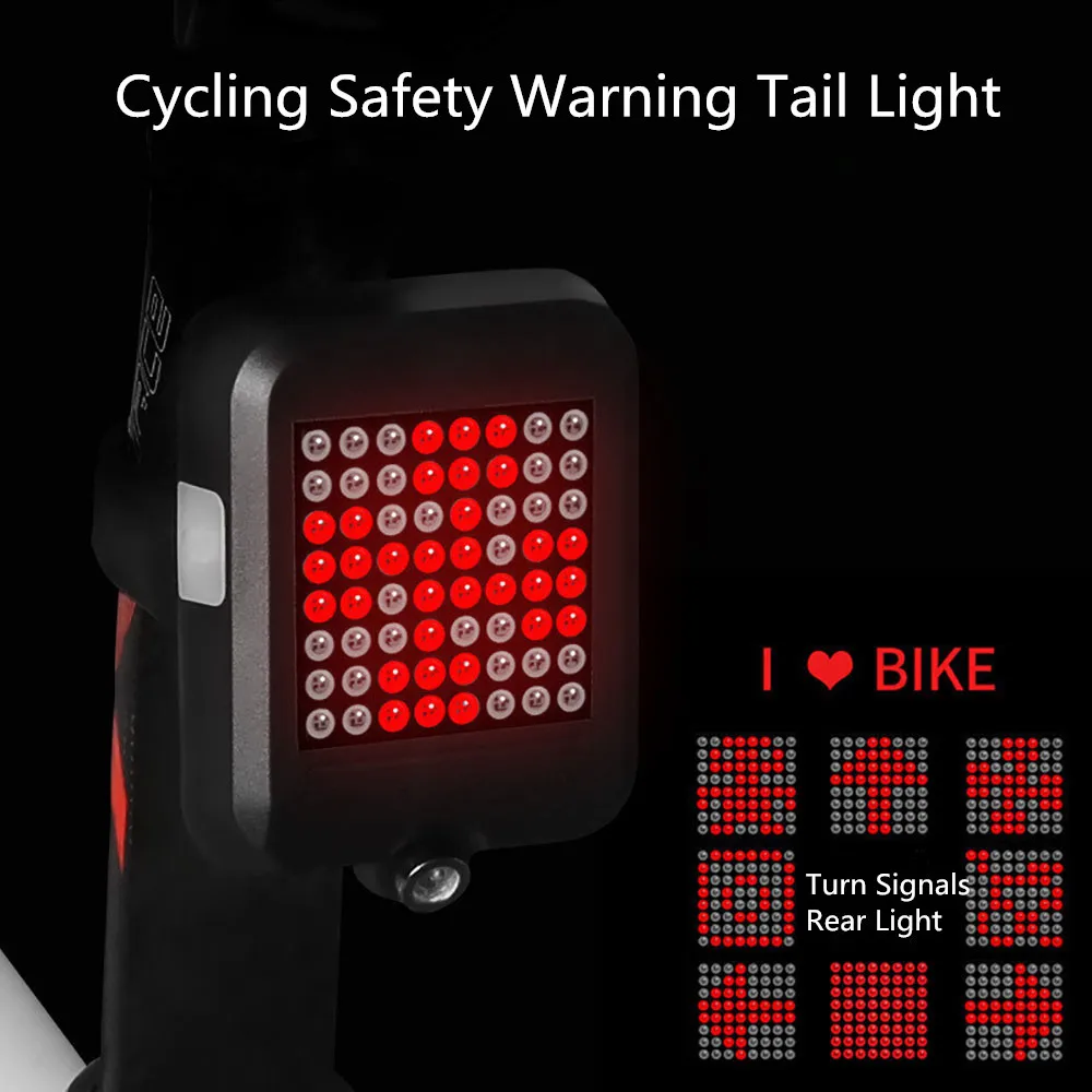 Bicycle Taillight Turn Signals 64LED Intelligent Auto-sensing USB Rechargeable Bike Rear Light for Cycling Safety Warning Light
Bicycle Taillight Turn Signals 64LED Intelligent Auto-sensing USB Rechargeable Bike Rear Light for Cycling Safety Warning Light