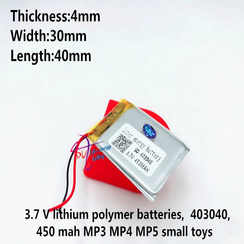 3.7V lithium polymer battery 043040 403040 384040 450mAh MP3 MP4 GPS Bluetooth 4*30*40mm small stereo | Электроника