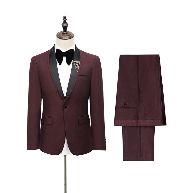 Burgundy Three Pieces Men Suits Slim Fit Wedding Grooms Tuxedos Cheap One Button Formal Prom Business Suit (Jacket +Vest+Pants)
Burgundy Three Pieces Men Suits Slim Fit Wedding Grooms Tuxedos Cheap One Button Formal Prom Business Suit (Jacket +Vest+Pants)