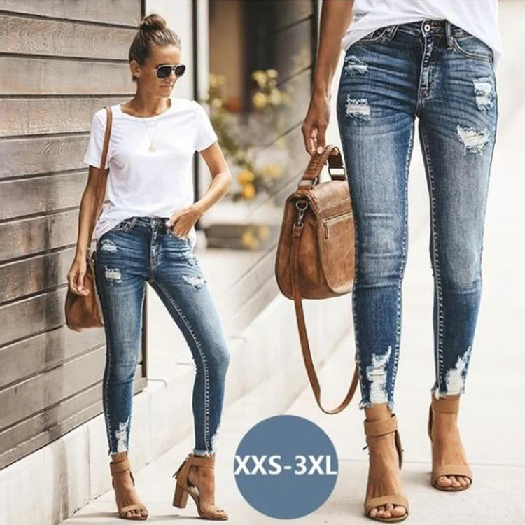 Scratched High Waist Ripped Jeans for Women With Holes In Elasticity And Small Feet Jeans Femme Pants
Scratched High Waist Ripped Jeans for Women With Holes In Elasticity And Small Feet Jeans Femme Pants