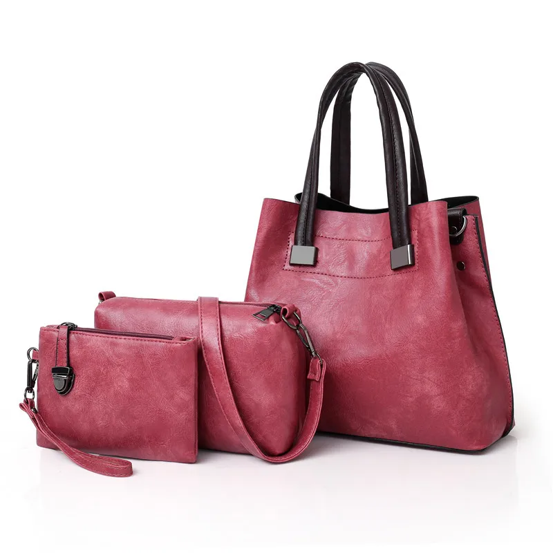 2018 New Style WOMEN'S Bag Solid Color Fashion Retro Oil Skin Different Size Bags Three-piece Set Europe And America Style Porta
2018 New Style WOMEN'S Bag Solid Color Fashion Retro Oil Skin Different Size Bags Three-piece Set Europe And America Style Porta