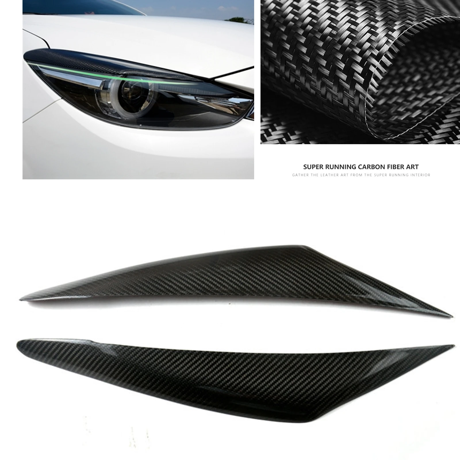 

Для Mazda 3 Axela 2017-2018, налобный фонарь из углеродного волокна, налобный фонарь, веко, автомобильная передняя фара, лампа, крышка, отделка бровей, наклейка