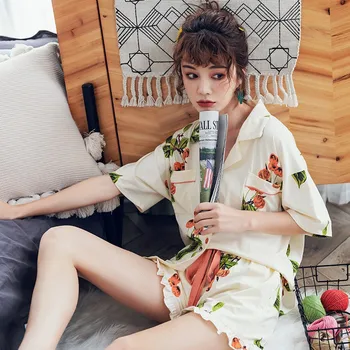 Femme Quality Ladies Home Suit Home Loungerwear 2PCS Floral Sleepwear Women's Cotton Pajama Sets New Pijama With Pockets Pyjama 
Femme Quality Ladies Home Suit Home Loungerwear 2PCS Floral Sleepwear Women's Cotton Pajama Sets New Pijama With Pockets Pyjama