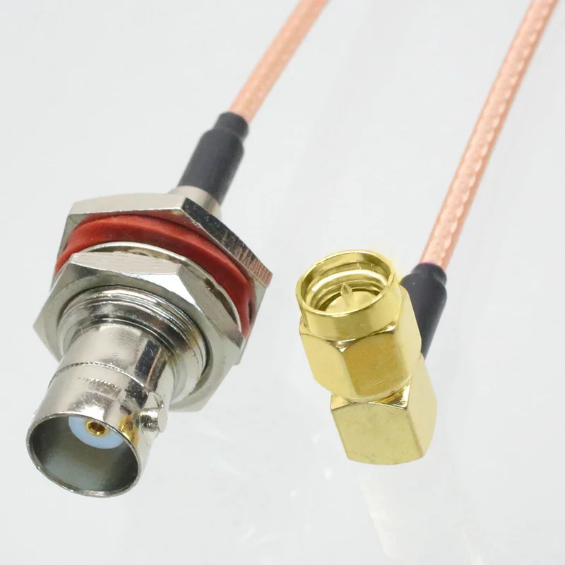 BNC Female Head with Nut Bulkhead to SMA Right Angle Male RG316 Wire Adapter Cable SMA rectangular header Adapter RG316 line
BNC Female Head with Nut Bulkhead to SMA Right Angle Male RG316 Wire Adapter Cable SMA rectangular header Adapter RG316 line