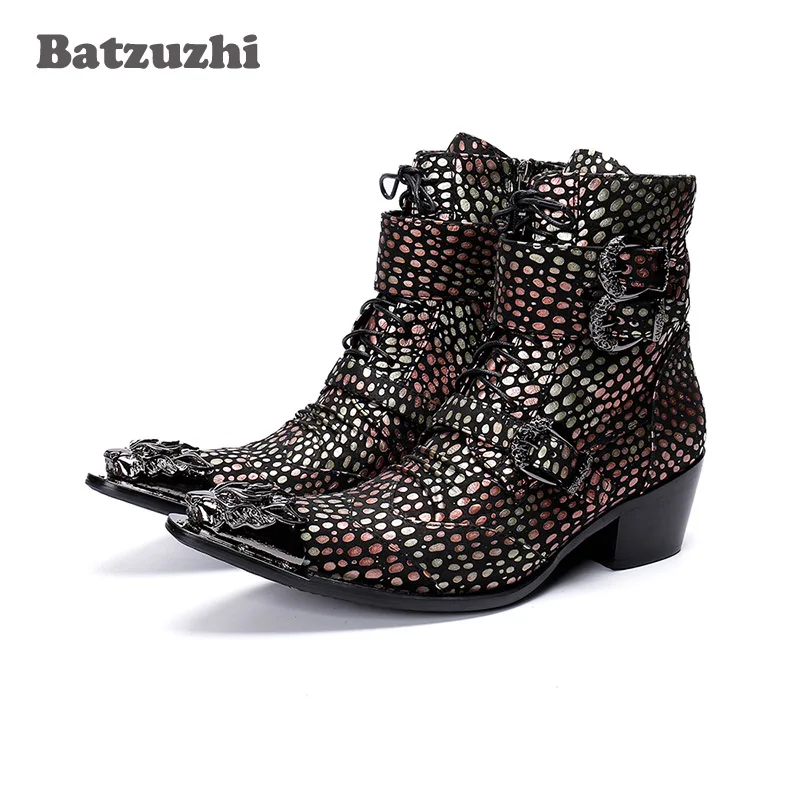 Handmade Western Cowboy Boots Men Pointed Iron Toe Color Leather Motorcycle Boots Men Botas Hombre 6.5cm Heels Buckles 
Handmade Western Cowboy Boots Men Pointed Iron Toe Color Leather Motorcycle Boots Men Botas Hombre 6.5cm Heels Buckles