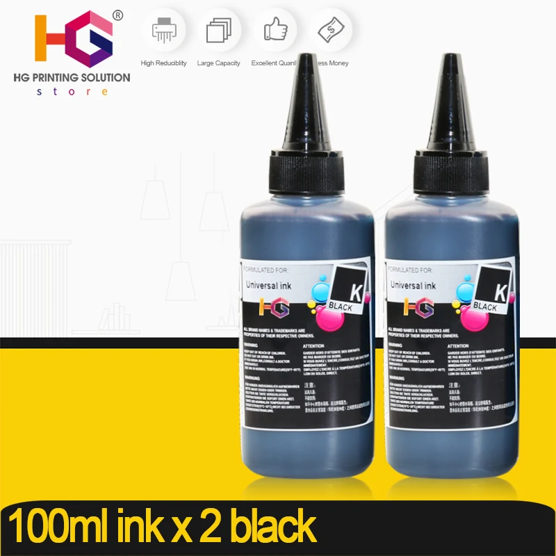 

universal Refill Ink Kit for Epson for Canon for HP for Brother Printer CISS Ink and refillable printers dye ink 100ml x 2 black