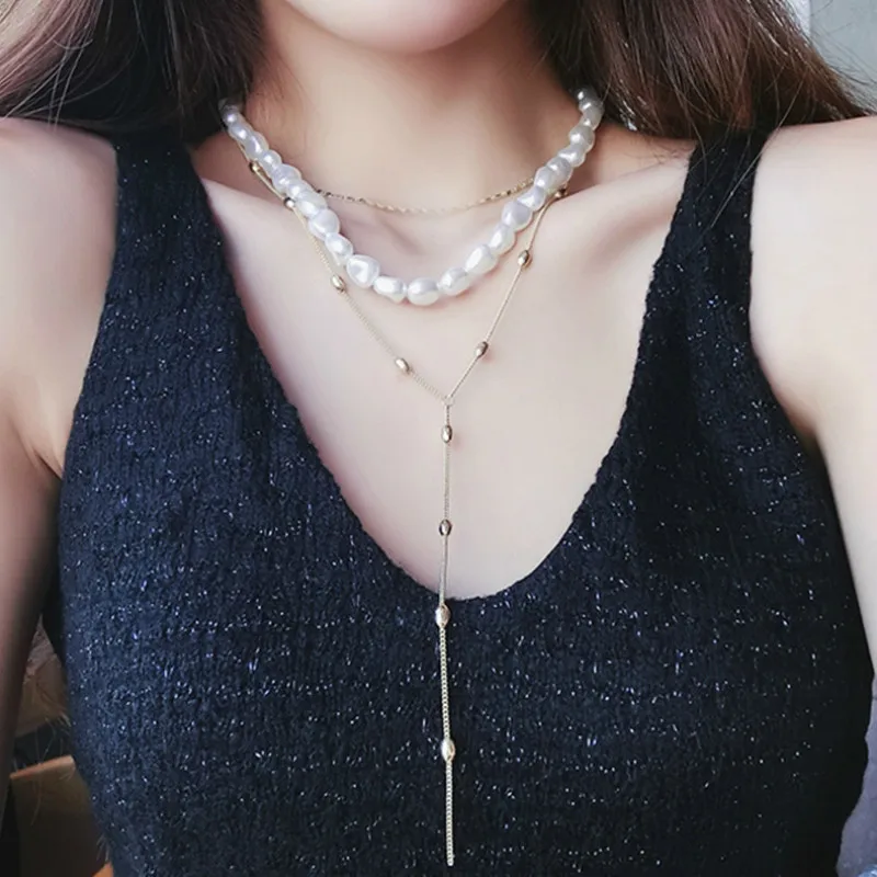 Dropship 2019 New Personality Metal Lock Irregular Pearl Necklace Women Multilayer Neck Chain Fashion Multi Layer Chain Set
Dropship 2019 New Personality Metal Lock Irregular Pearl Necklace Women Multilayer Neck Chain Fashion Multi Layer Chain Set