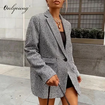 Onlyoung 2020 Autumn Women Plaid Blazer Suit Jacket Long Sleeve Casual Outwear One Button Office Lady Work Female Blazer 
Onlyoung 2020 Autumn Women Plaid Blazer Suit Jacket Long Sleeve Casual Outwear One Button Office Lady Work Female Blazer