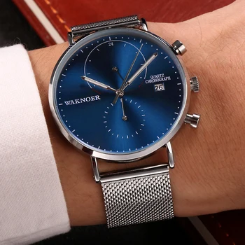 WAKNOER Men's Watches 2019 Mesh Strap Luxury Watch Men Fashion Sport Watch Stainless Steel Auto Date Men's Watch Clock Saat
WAKNOER Men's Watches 2019 Mesh Strap Luxury Watch Men Fashion Sport Watch Stainless Steel Auto Date Men's Watch Clock Saat