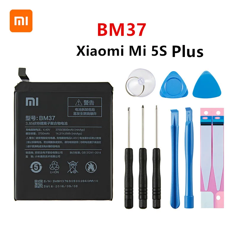 Xiao mi 100% Orginal BM37 3800mAh Battery For Xiaomi Mi 5S Plus MI5S Plus BM37 High Quality Phone Replacement Batteries +Tools
Xiao mi 100% Orginal BM37 3800mAh Battery For Xiaomi Mi 5S Plus MI5S Plus BM37 High Quality Phone Replacement Batteries +Tools