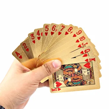 

Gold Euro Waterproof Gold Plated Playing Cards Texas Hold'em Leisure Party Entertainment Poker High Quality