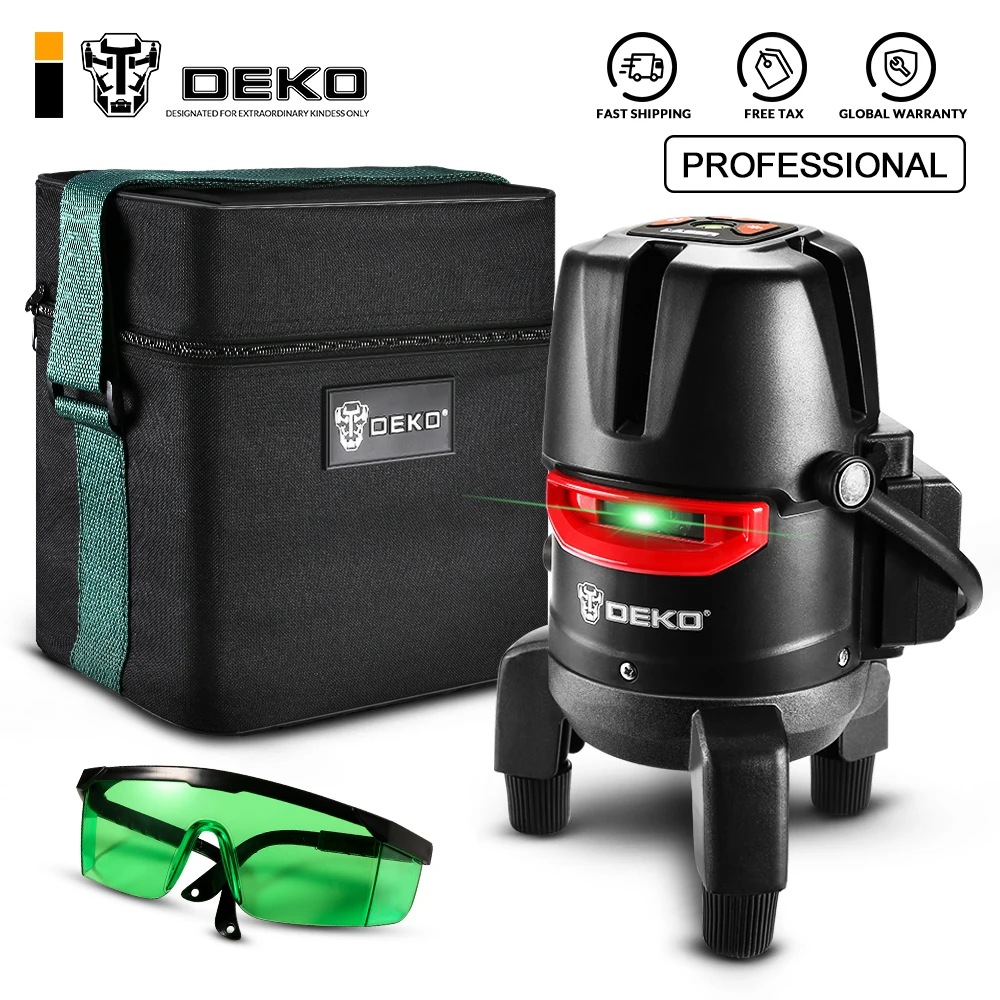 DEKO DKLL57PB2 5 Line Blue Laser Level Self-leveling Horizontal And Vertical Cross Lines 360° precise fine-tuning | Инструменты